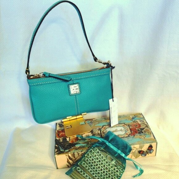Dooney & Bourke Handbags - Dooney & Bourke Leather Large Slim Wristlet/Crossbody in Mint/Mint, Rare NWT